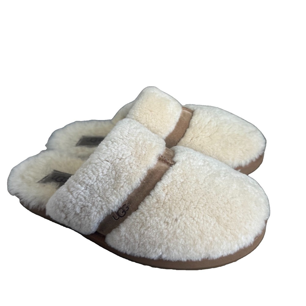 UGG Dalla Slippers Womens Size 8 Cream Natural Sheepskin Fur Slides Clogs Cozy